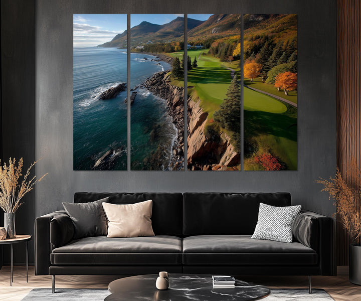 5 Piece Golf Course With Ocean Cliffs View Extra Large Wall Art