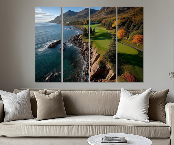 5 Piece Golf Course With Ocean Cliffs View Extra Large Wall Art