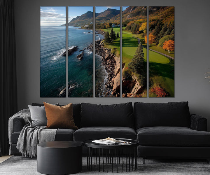 5 Piece Golf Course With Ocean Cliffs View Extra Large Wall Art