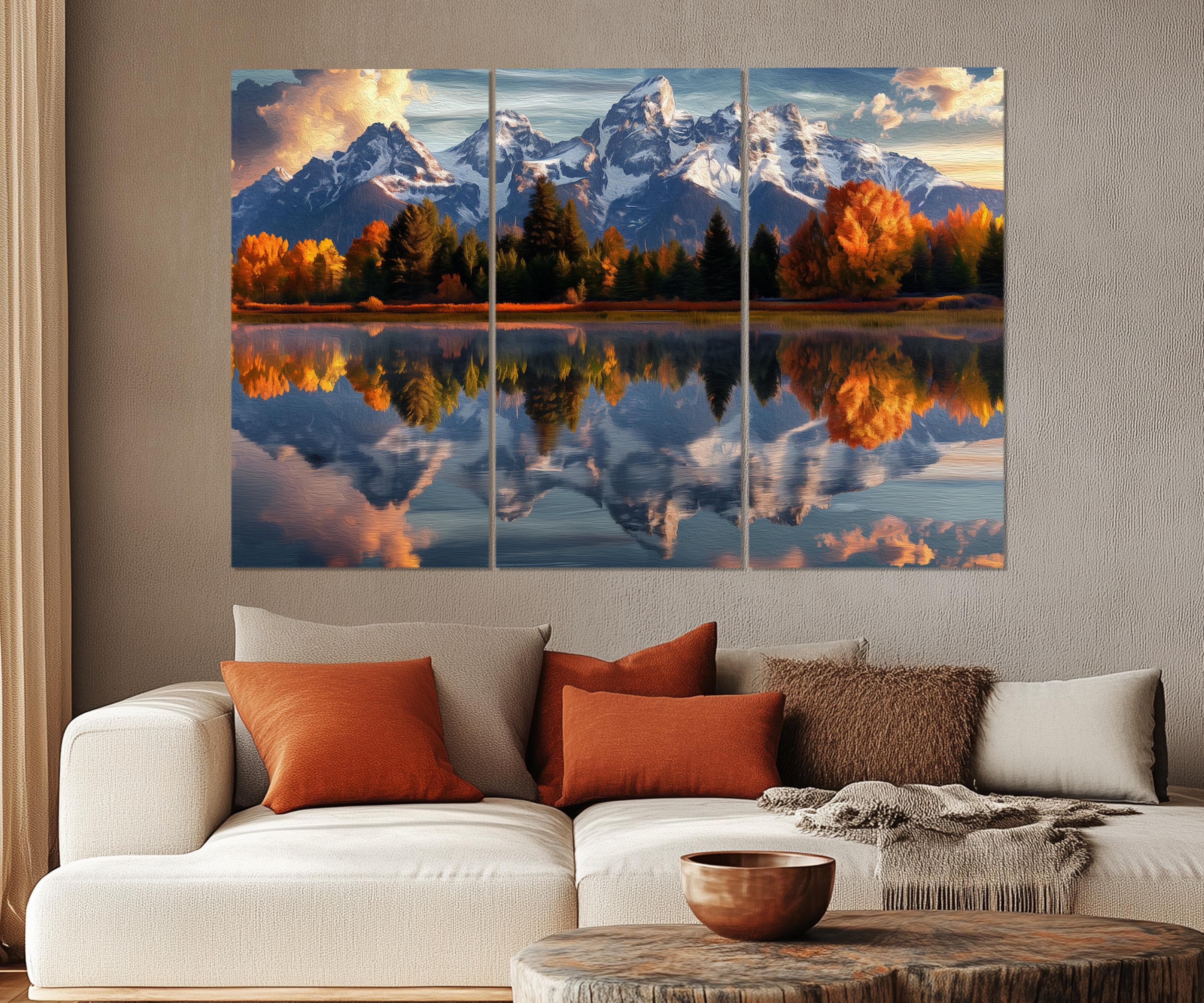 Grand Teton Mountains 5-Piece Wall Art | Oil Painting Canvas