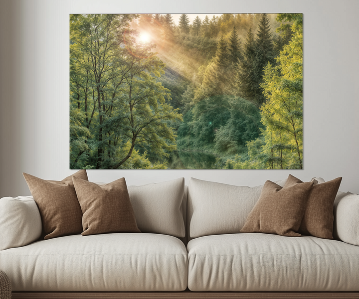 5 Piece Morning Sunrise In The Forest Extra Large Canvas Wall Art