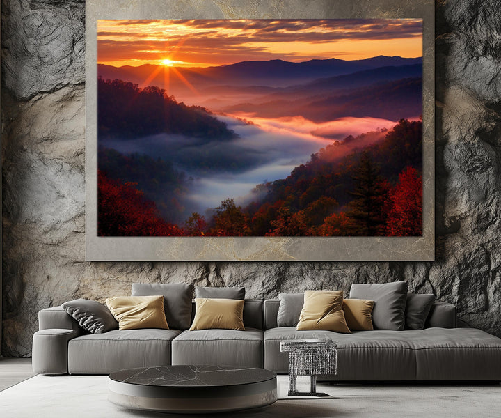 5 Piece Smokey Mountains Sunset Multi-Panel Canvas Wall Art