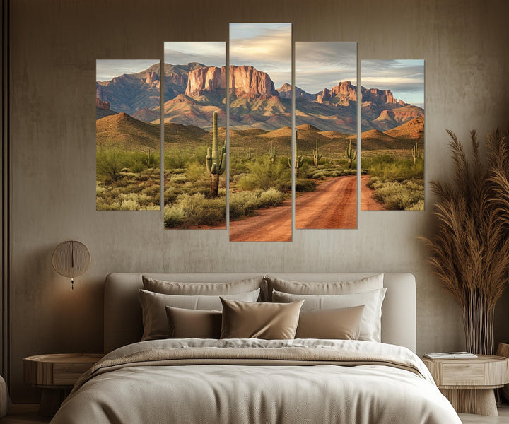 5 Piece Southwestern Desert Landscape Multi-Panel Wall Art