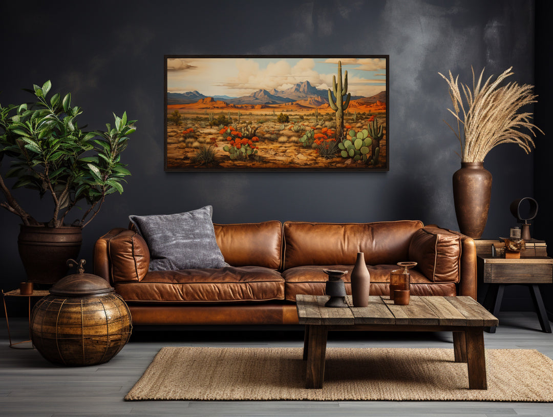 Desert Landscape Extra Large Southwestern Framed Canvas Wall Decor