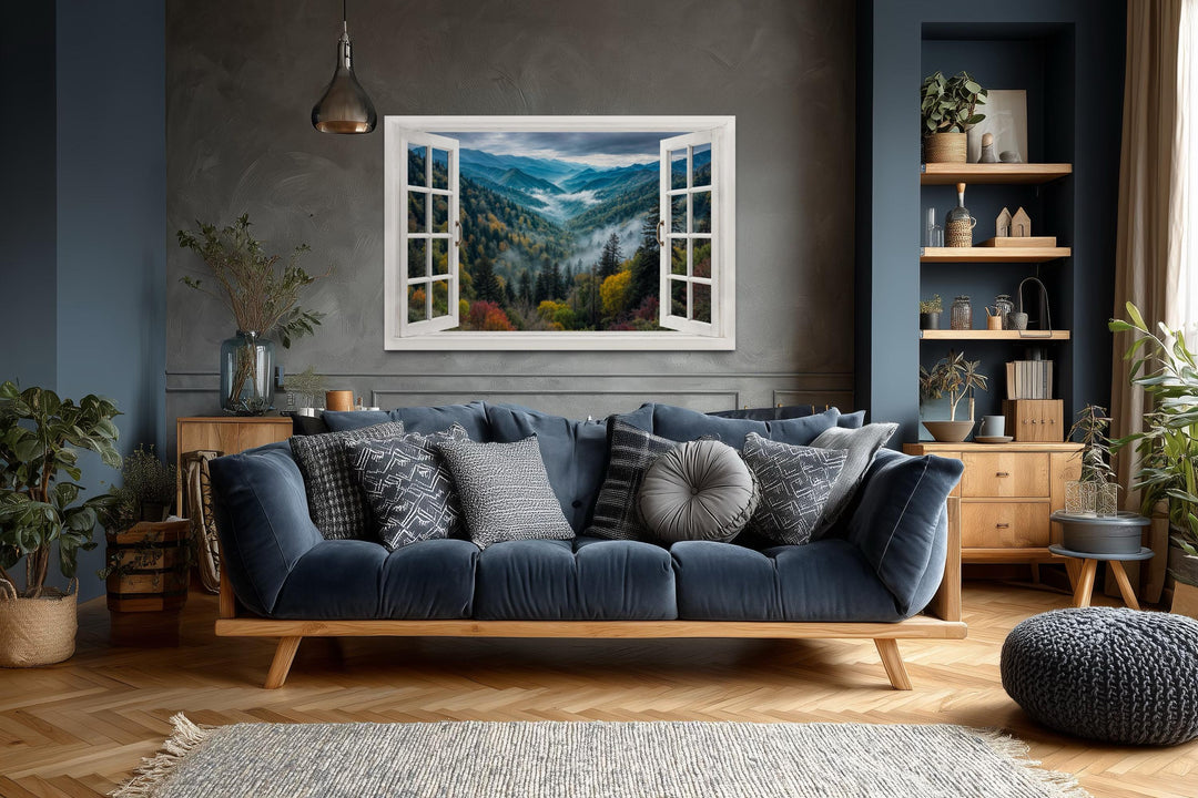 Window View of Mountain Valley Canvas Wall Art