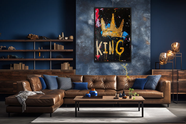 King Graffiti Wall Art - Crown Canvas Print in man cave