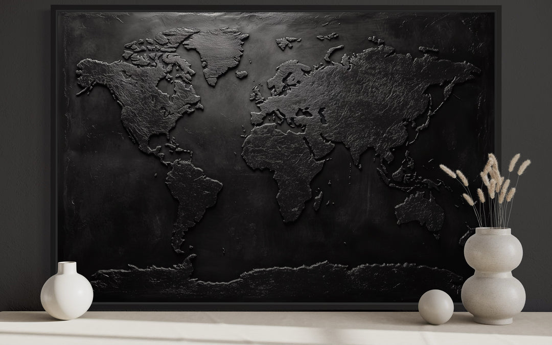 black world map canvas wall art