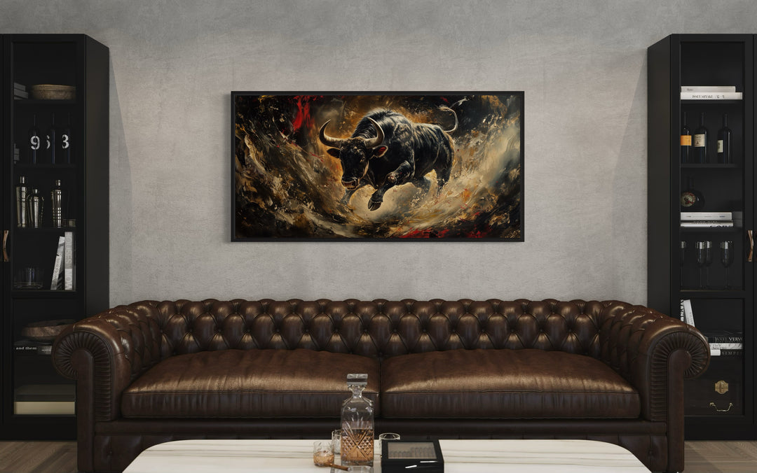 Spanish Fighting Bull Framed Canvas Wall Art