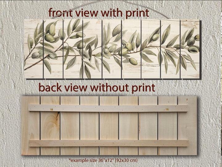 Sage Green Olive Branch Distressed Wood Wall Art