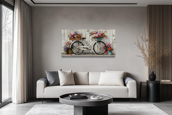 Vintage Bicycle with Flowers Canvas Wall Art
