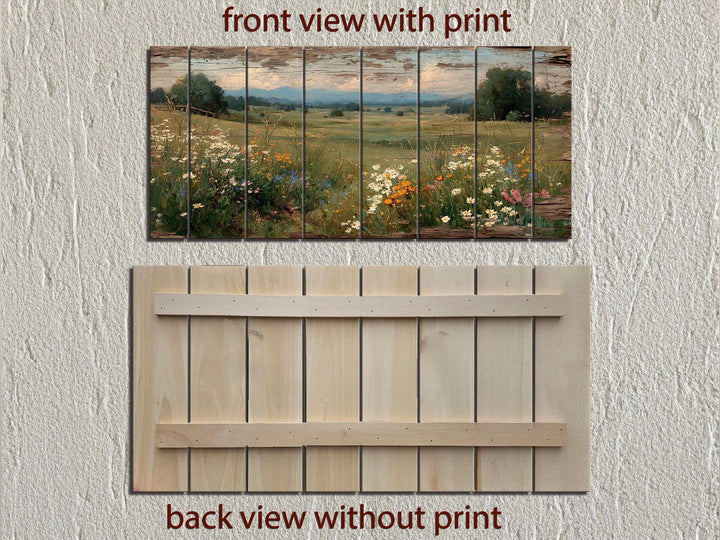 Rustic Wildflower Meadow Distressed Wood Wall Art