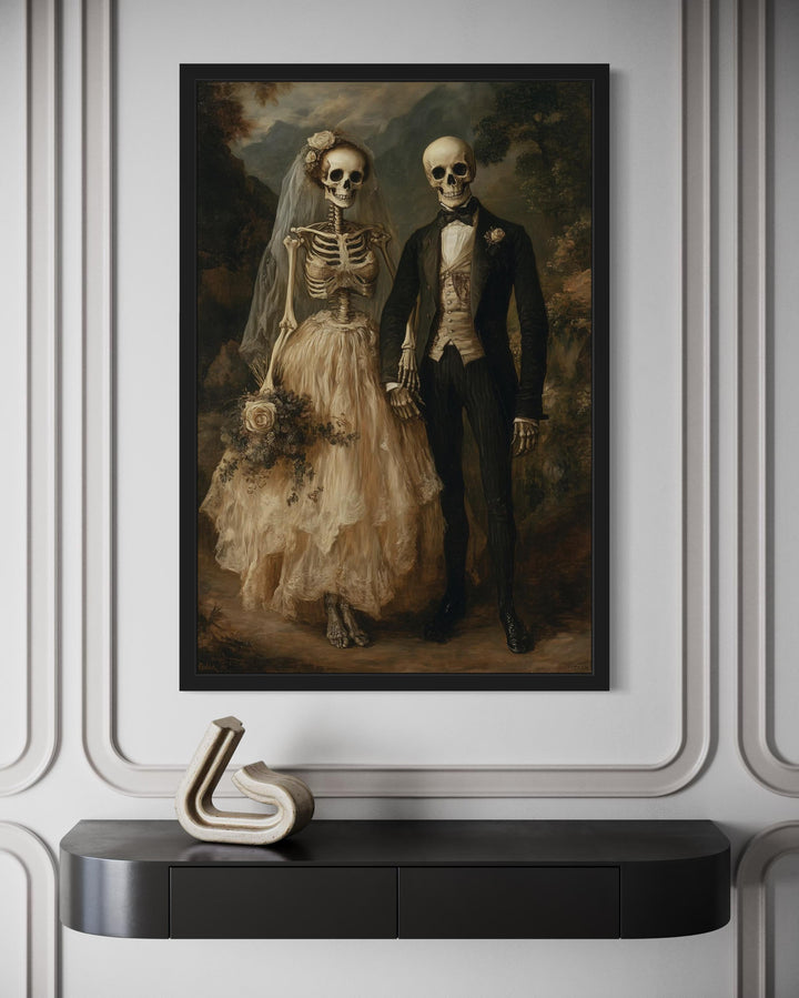 Skeleton Bride and Groom Gothic Wedding Portrait Canvas Art