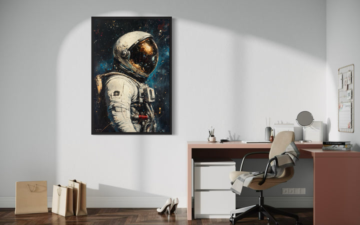 Astronaut Graffiti Framed Canvas Wall Art in the office