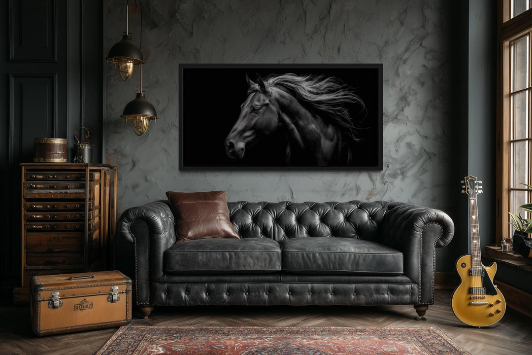 Black Horse Extra Large Framed Canvas Wall Art