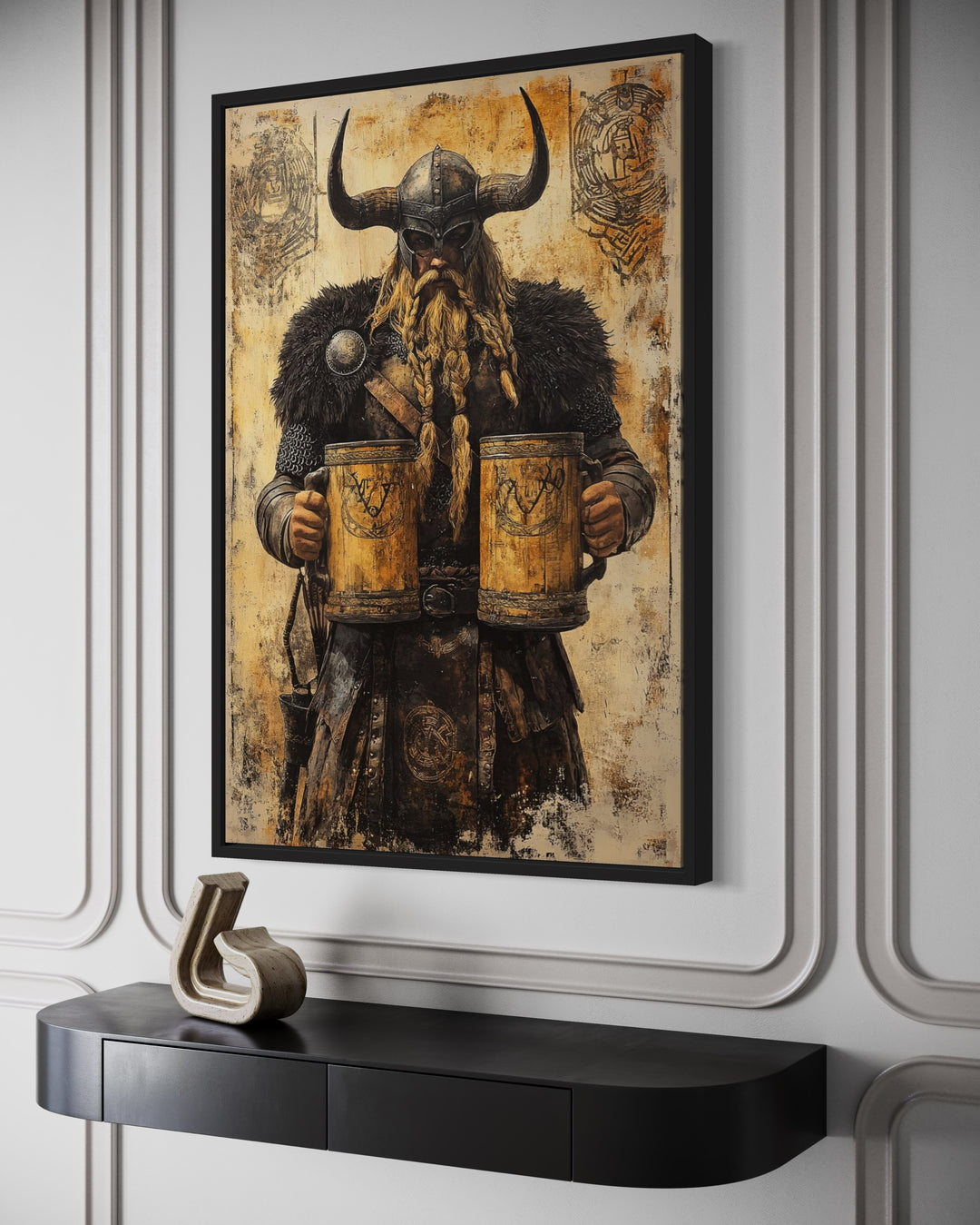 Viking With Mugs Of Beer Man Cave Bar Area Wall Decor side view