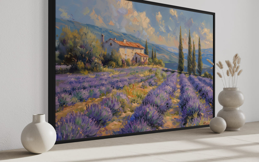 Lavender Fields of Provence France Framed Canvas Wall Art