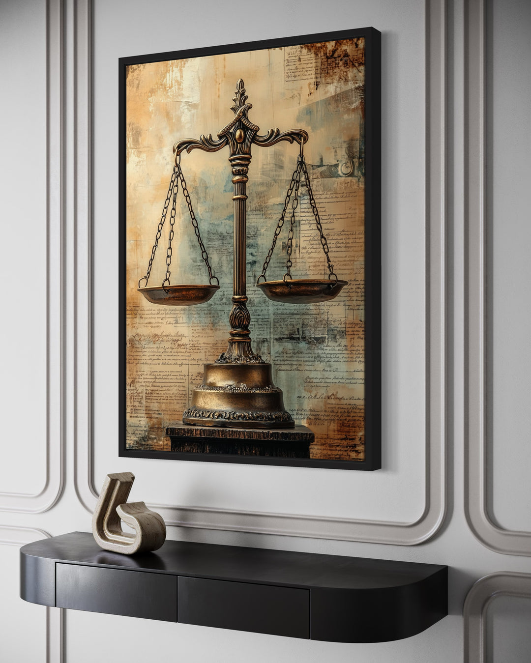 Scales Of Justice Legal Office Framed Canvas Wall Decor side view