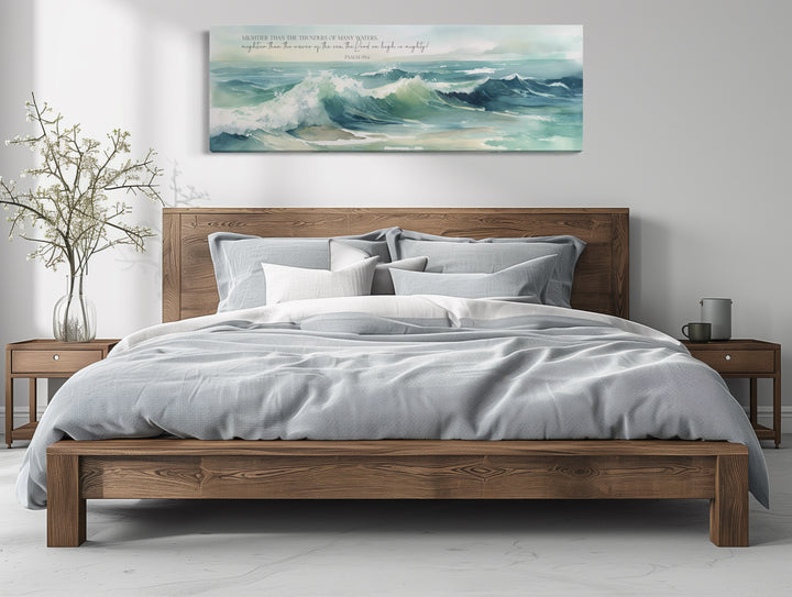 Scripture Wall Art Mightier Than The Waves Horizontal Framed Canvas Wall Art