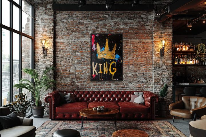 King Graffiti Wall Art - Crown Canvas Print in man cave