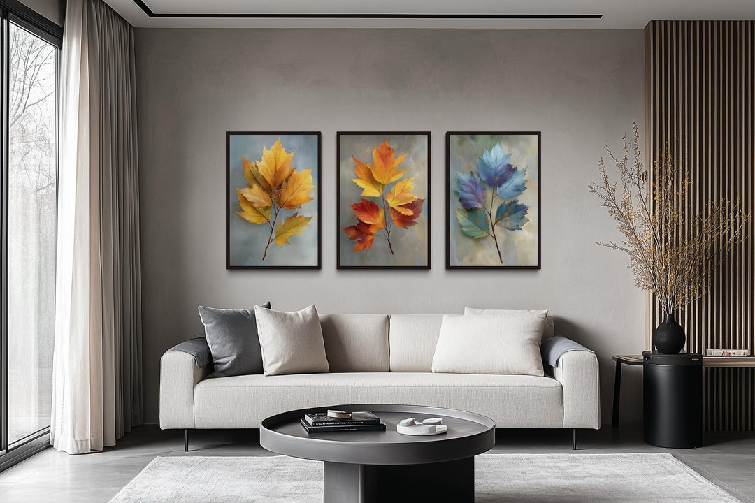 Colorful Autumn Leaves Wall Art Set of 3