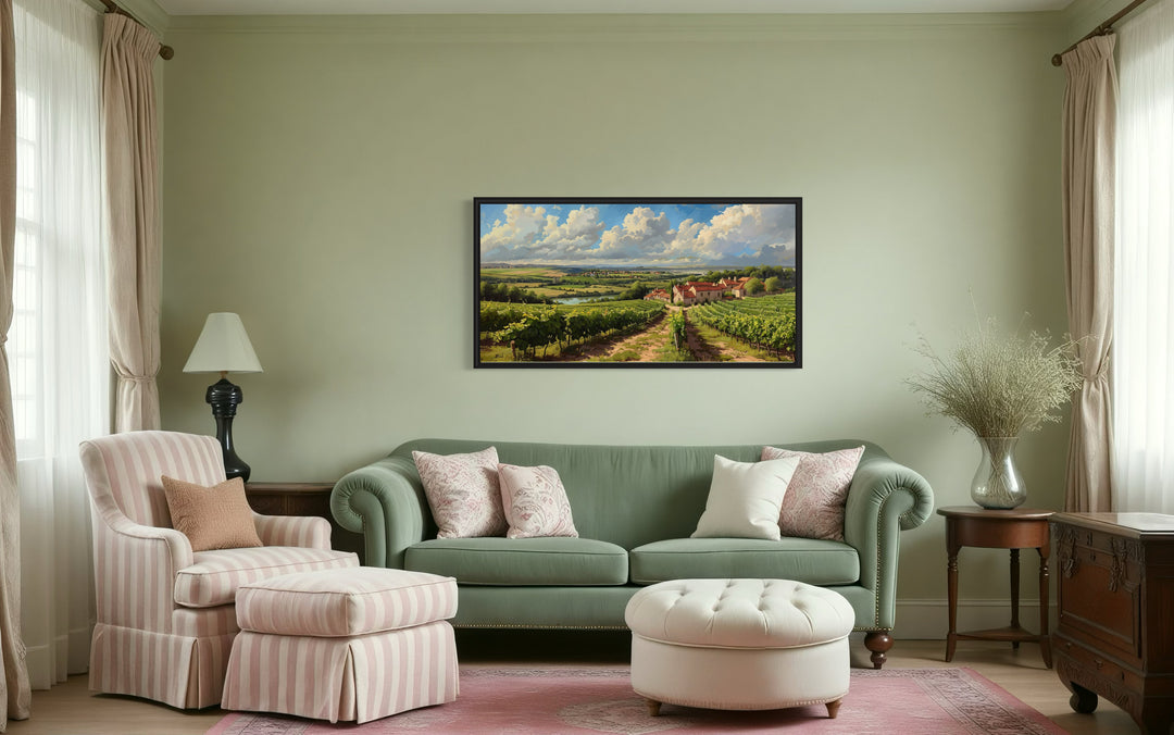 Tuscany Wineries Italian Landscape Framed Canvas Wall Art