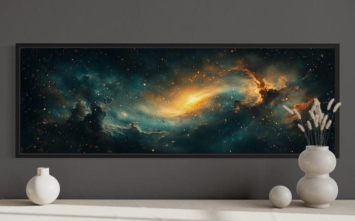 Cosmic Nebula Space Long Horizontal Canvas Wall Art close up