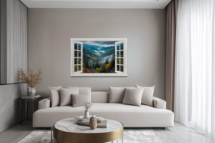 Window View of Mountain Valley Canvas Wall Art