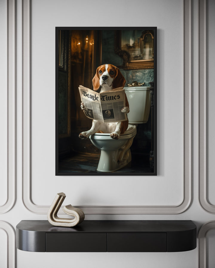 Beagle On The Toilet Reading Newspaper Picture