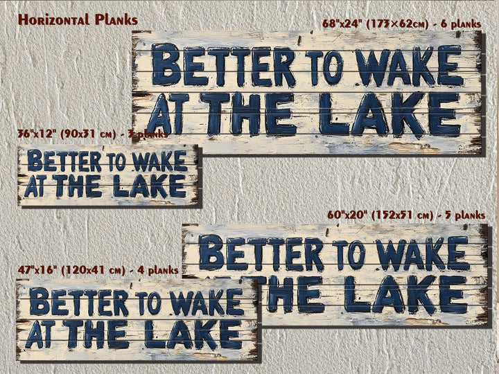 Rustic Lake House Wall Art - Distressed Wood Sign for Cabin Bedroom Decor - Better to Wake at the Lake