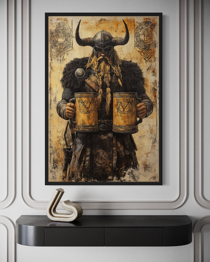 Viking With Beer Man Cave Bar Area Wall Decor in the bar close up