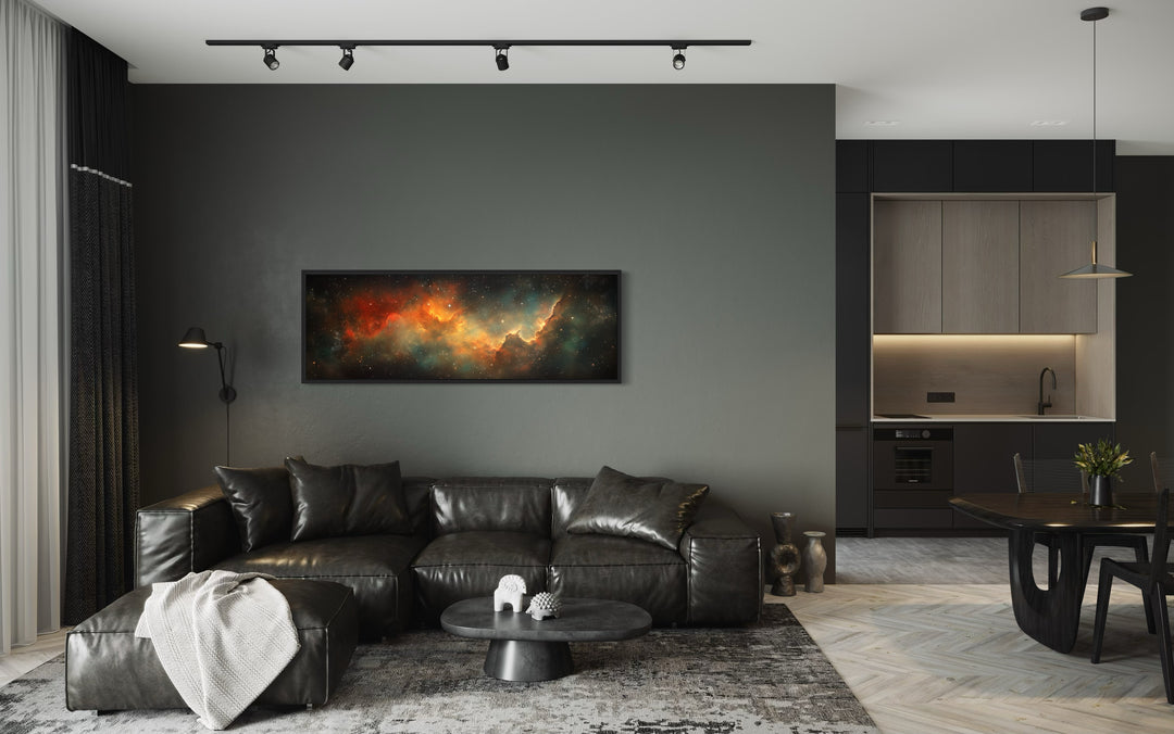 Galaxy Universe Long Narrow Canvas Wall Art in living room