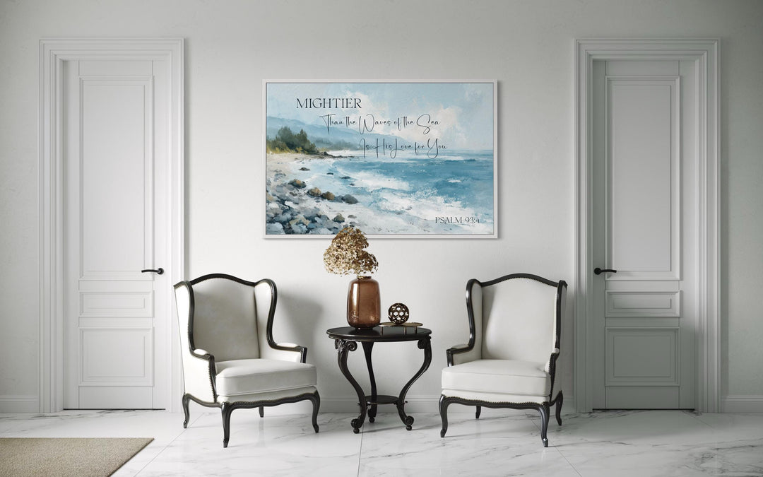 Mightier Than the Waves Scripture Psalm 93:4 Coastal Wall Art