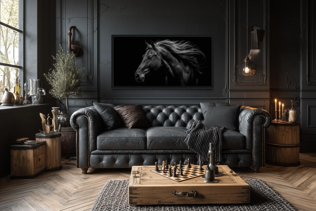 Black Horse Extra Large Framed Canvas Wall Art