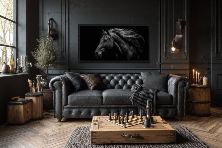 Black Horse Extra Large Framed Canvas Wall Art