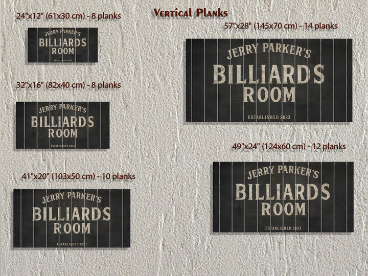 Custom Billiards Wall Art - Distressed Wood Sign | Personalized Pool Table Decor