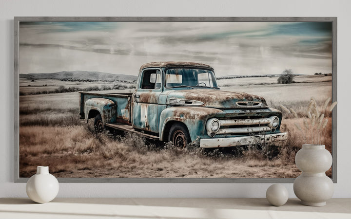 Old Blue Truck Rustic Chic Farmhouse Wall Decor close up