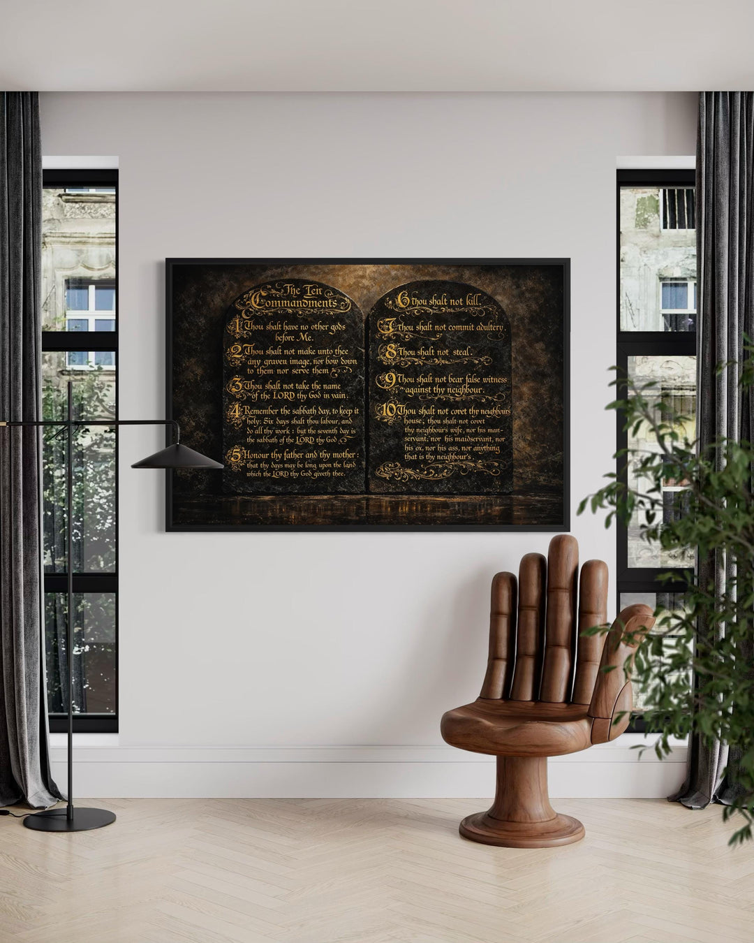 Dark Gold Ten Commandments Christian Canvas Wall Art