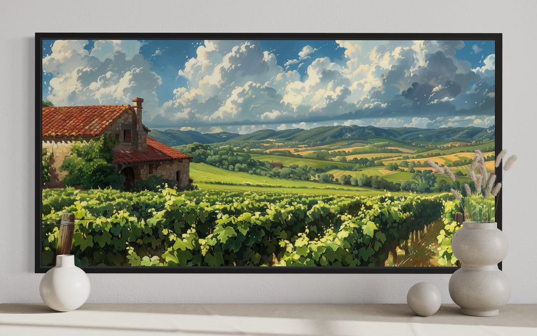 Vineyards in Bordeaux France Framed Canvas Wall Art close up