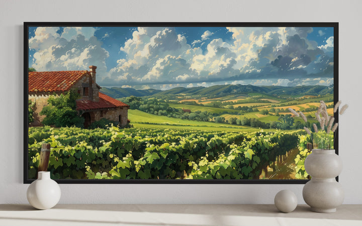 Vineyards in Bordeaux France Framed Canvas Wall Art close up