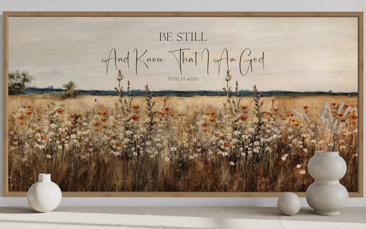 Be Still And Know That I Am God Scripture Canvas Wall Art close up