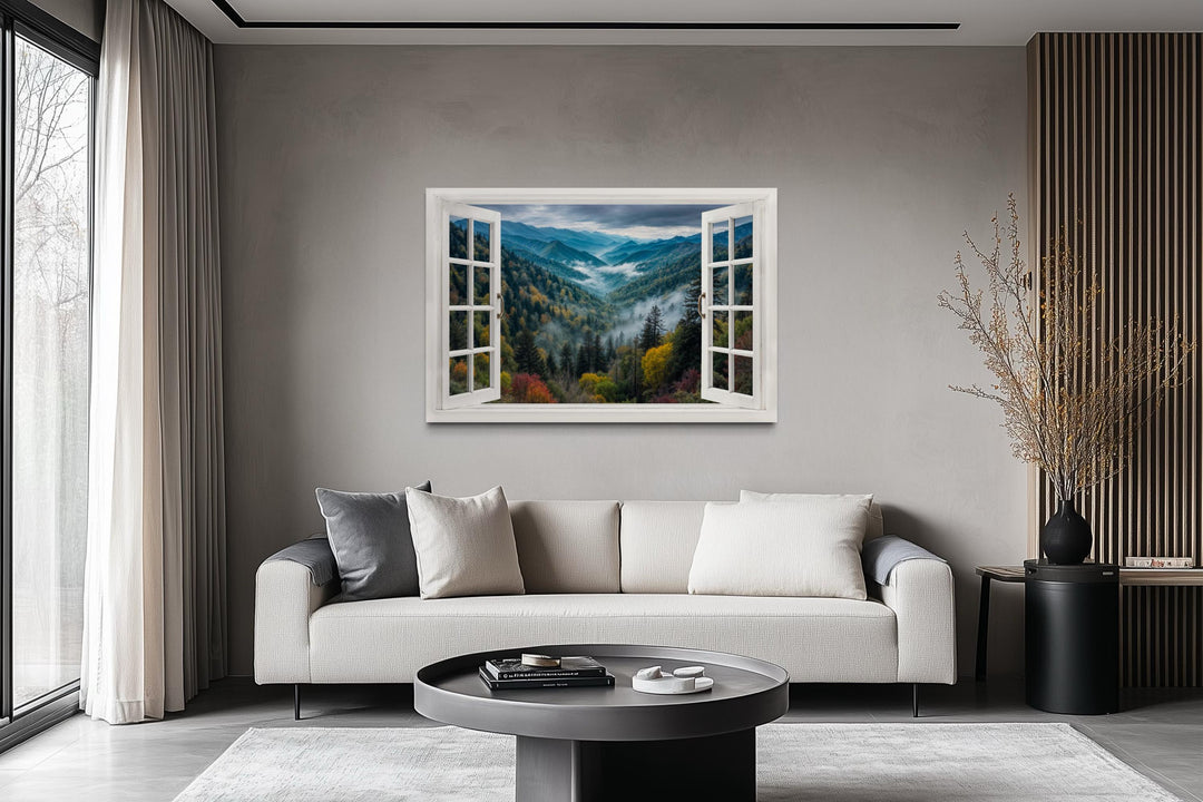 Window View of Mountain Valley Canvas Wall Art
