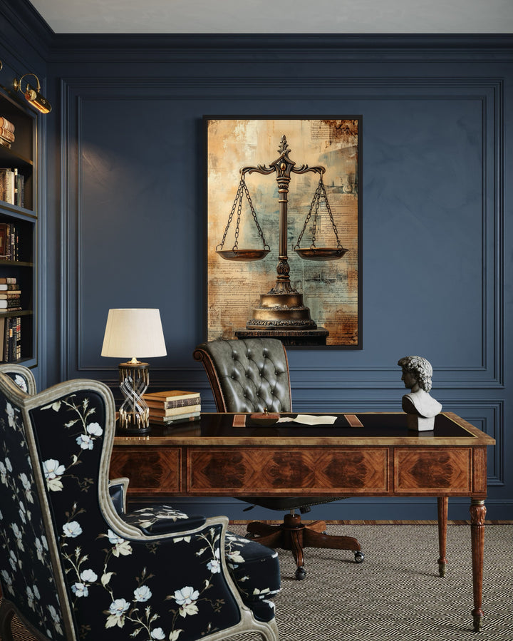 Scales Of Justice Legal Office Framed Canvas Wall Decor in the office