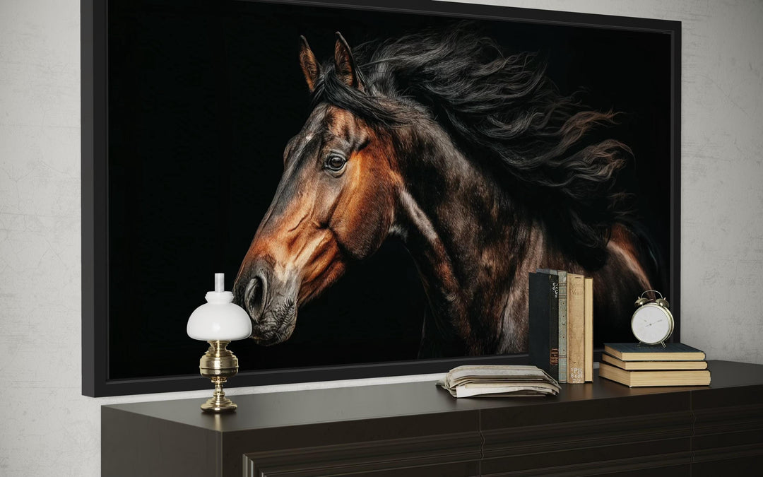 Brown Horse Extra Large Framed Canvas Wall Art