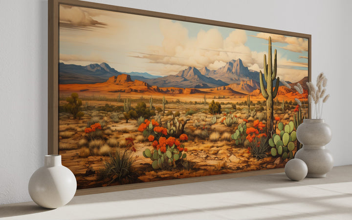 Desert Landscape Extra Large Southwestern Framed Canvas Wall Decor side view