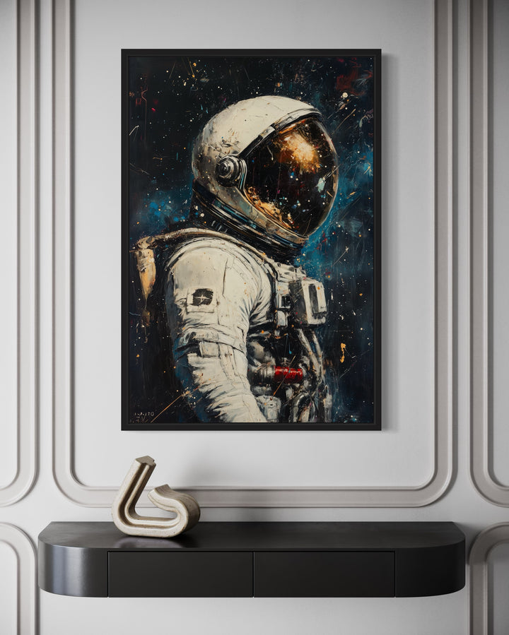 Astronaut Graffiti Framed Canvas Wall Art close up