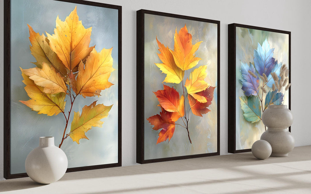 Colorful Autumn Leaves Wall Art Set of 3