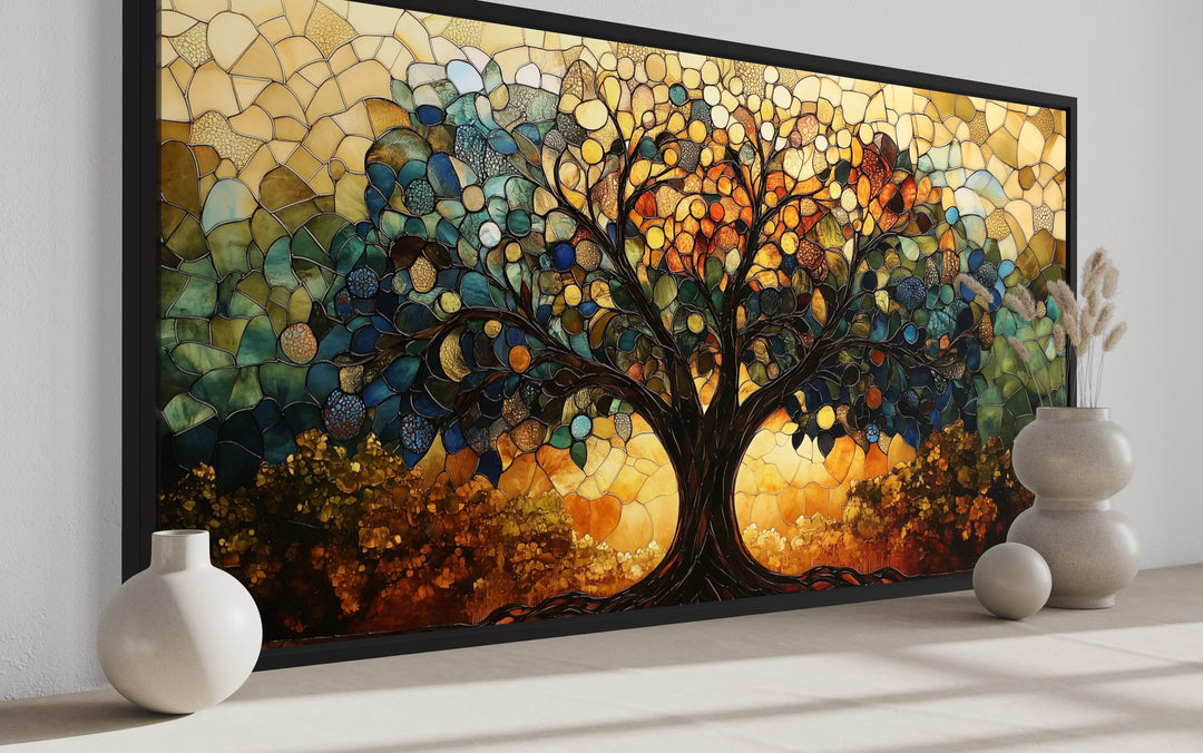 Yggdrasil - Stained Glass Style Tree Of Life Canvas Wall Art side view