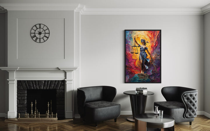 Lady Justice Colorful Abstract Wall Art - Vibrant Legal Themed Canvas Print in law office