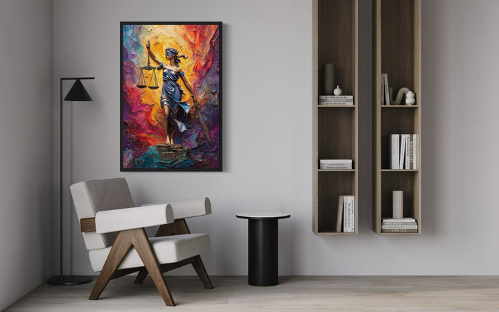 Lady Justice Colorful Abstract Wall Art - Vibrant Legal Themed Canvas Print in law office