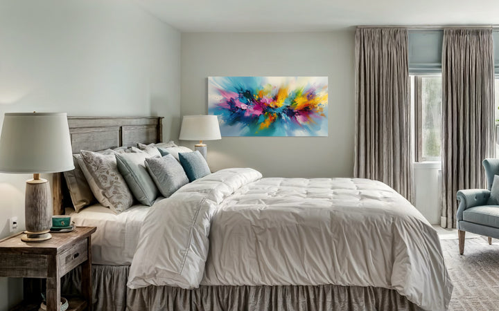 Colorful Abstract Multicolored Bright Room Wall Art in bedroom